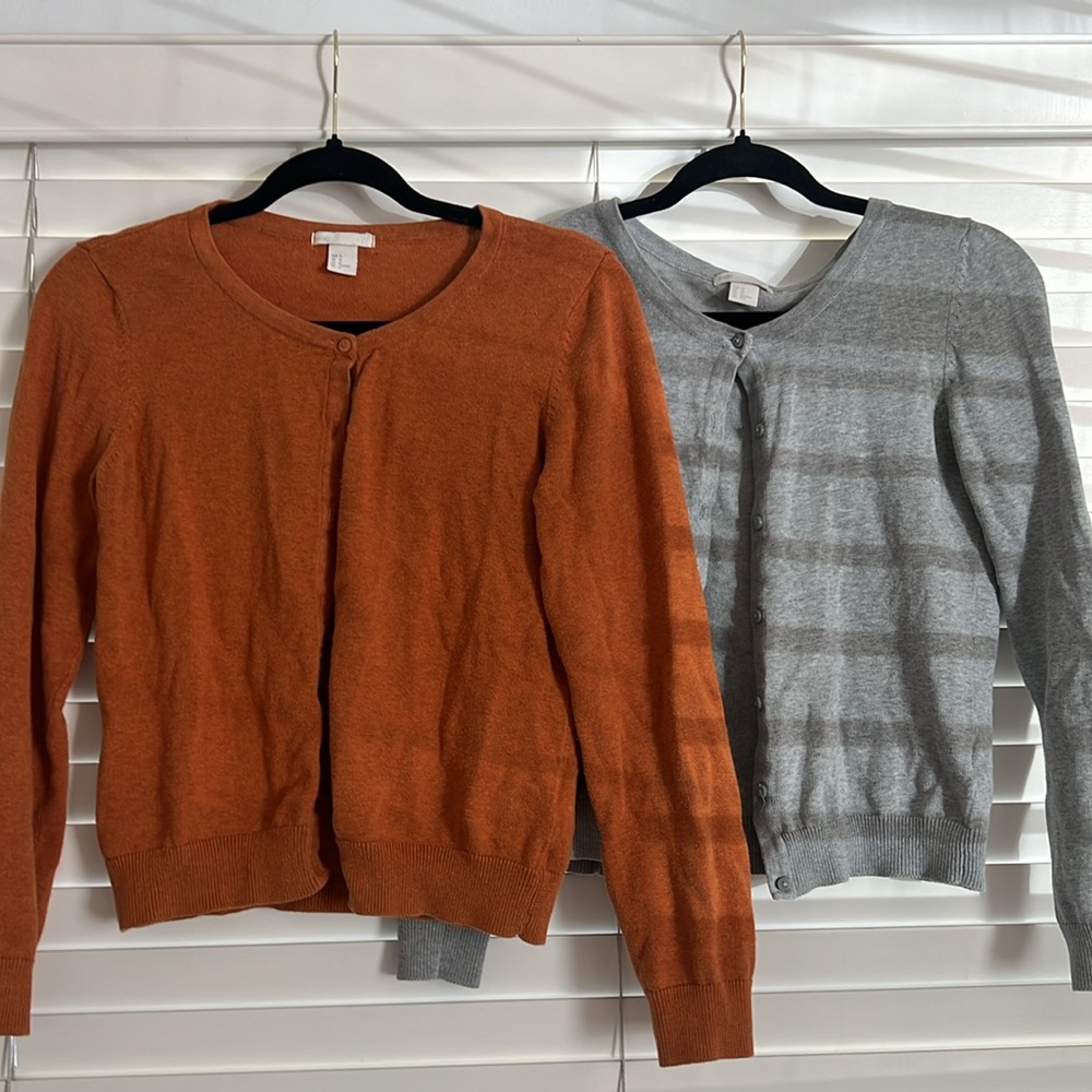 2 FOR 1!! H&M Basic Cardigan, Womens M, Round Neck Buttons Long Sleeve